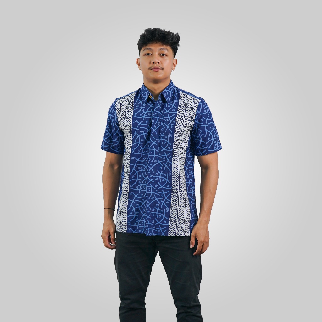 BATIK TRUSMI Kemeja Atasan Pria Batik Serat