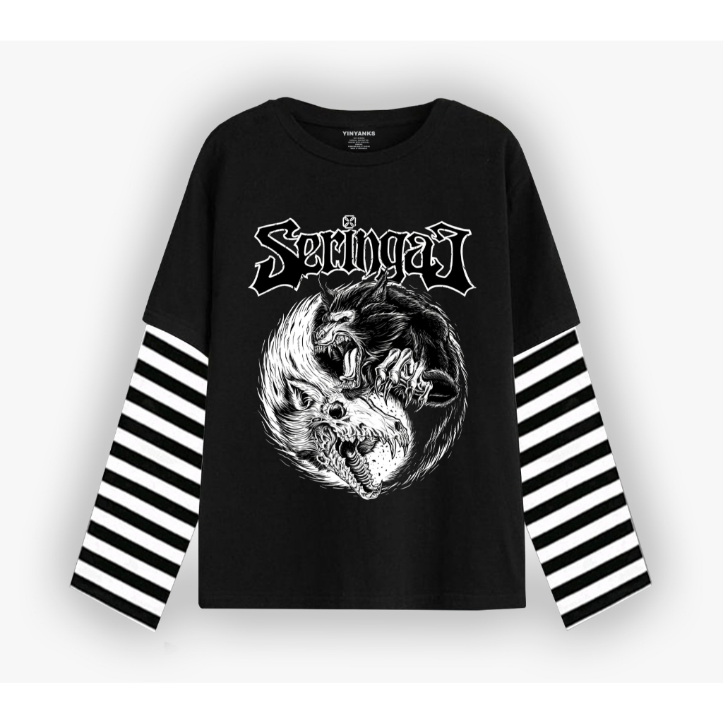 LYCUS CLOTHING T-shirt seringai logo Double layer long sleeve kaos pria wanita