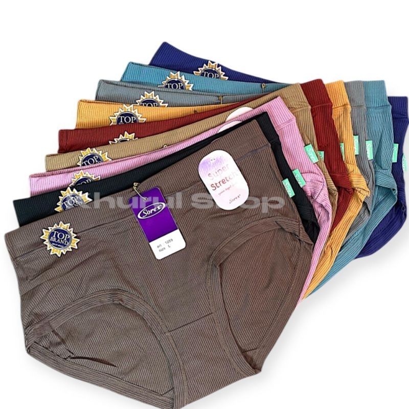 6pcs - Cd Sorex 1259 super stretch | celana dalam wanita dewasa motif salur timbul