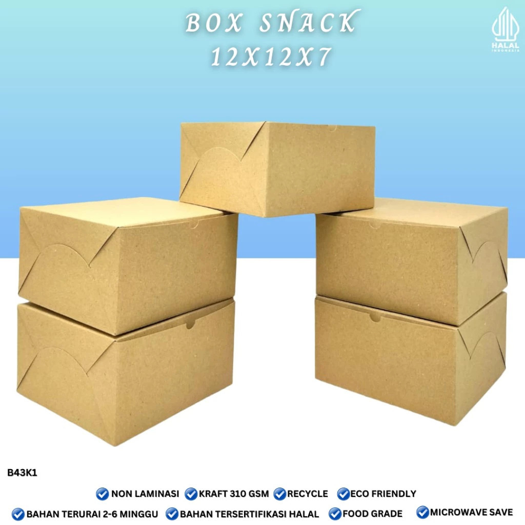Box Snack 12x12x7 Polos Non Laminasi (B43K1-12X12X7 Cm)