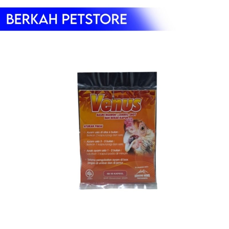 Venus obat ayam ngorok snot obat pencernaan dan pernafasan ayam 10 kapsul