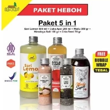 

Paket Diet Detox 5in 1 - Paket Hemat Cuka Apel, Sari Lemon, Chia Seed, Garam Himalaya, Madu Super