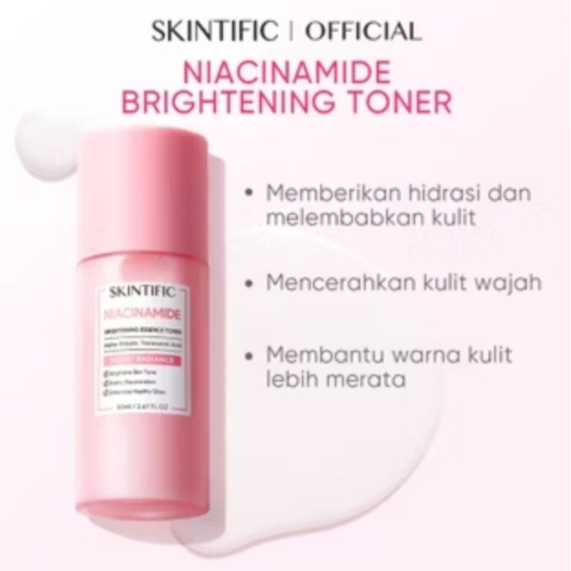SKINTIFIC Niacinamide Brightening Essence Toner 80ml | Glowing Brightening Untuk Semua Jenis Kulit