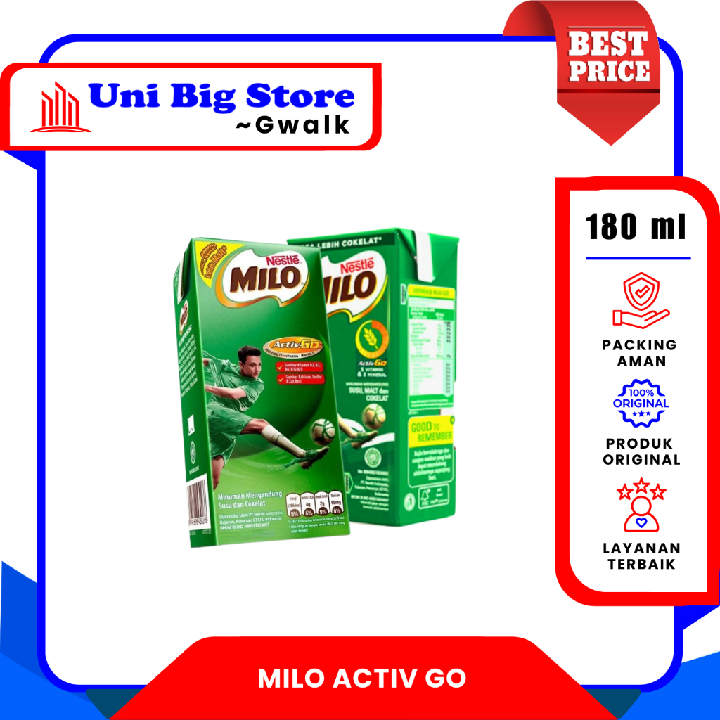 

NESTLE MILO ACTIV GO SUSU COKLAT UHT - 180 ml