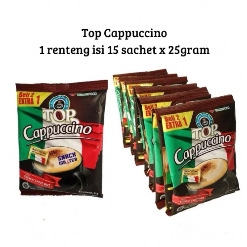 

TOP COFFEE CAPPUCINO SNACK MATER EXTRA (1 renteng isi 15 sachet x 25gram)