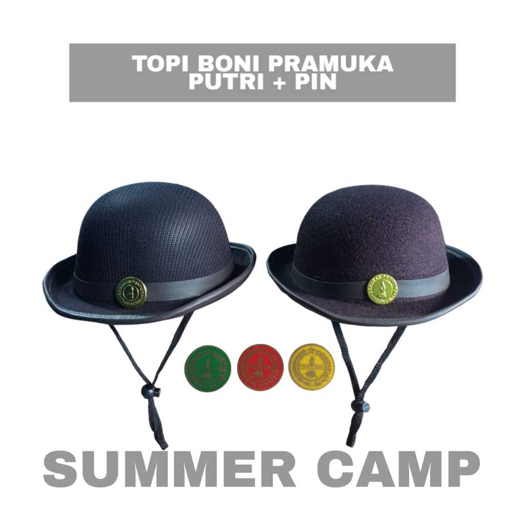 TOPI BONI PRAMUKA LAKEN RAJUT + PIN SIAP KIRIM