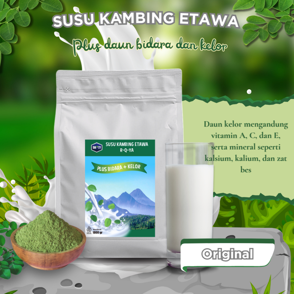 

Susu Kambing Etawa R-Q-YA dengan kandungan plus bidara dan kelor kemasan 1kg Varian Rasa Original dan Vanila