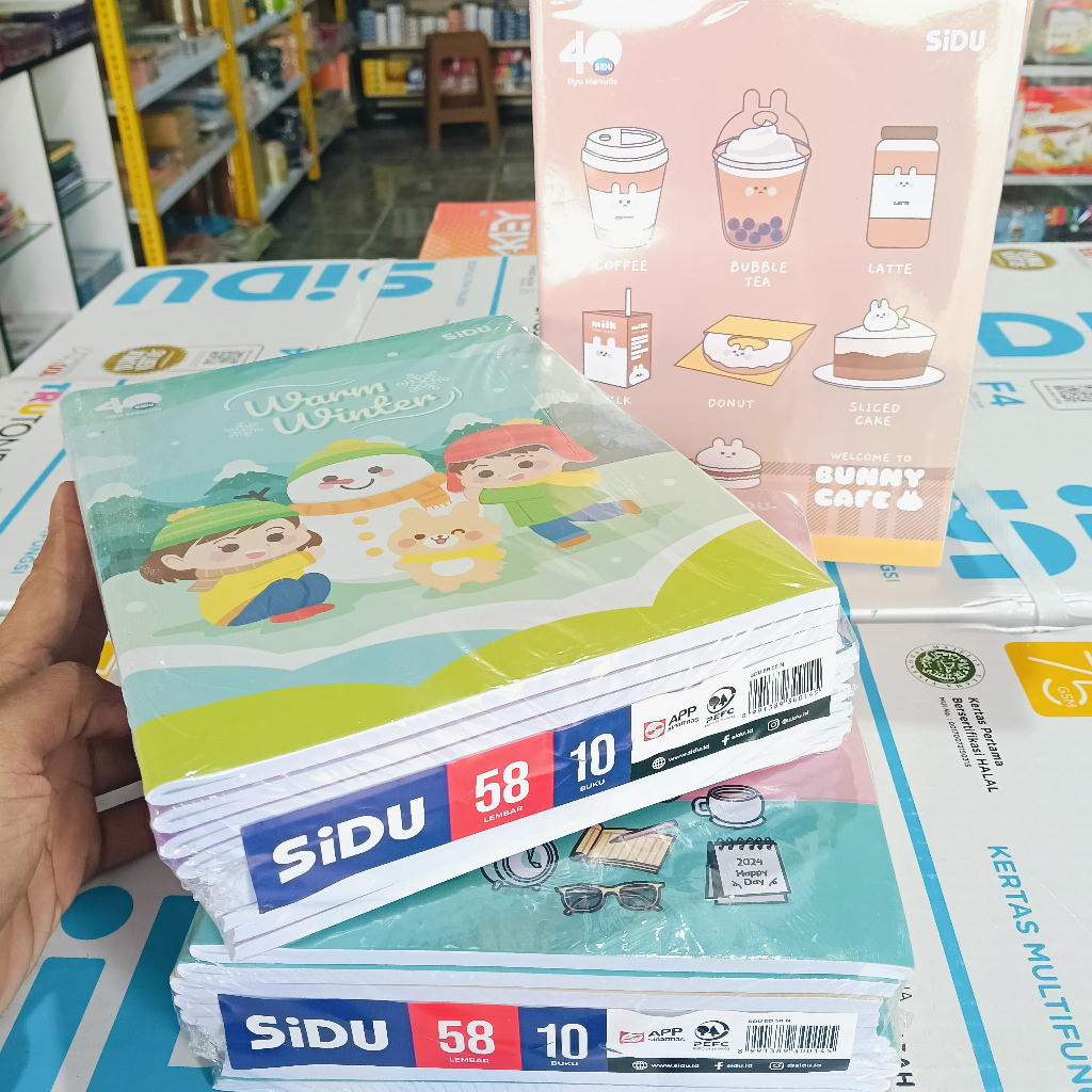 

SIDU BUKU TULIS SEKOLAH 58 LEMBAR - 1 PAK ISI 10 BUKU TEBAL