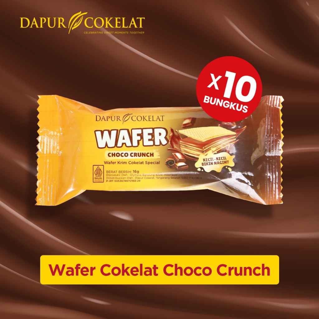 

DAPUR COKELAT - Wafer Choco Crunch Satu Renceng (10 Bungkus) | Wafer Krim Cokelat 4 Lapis