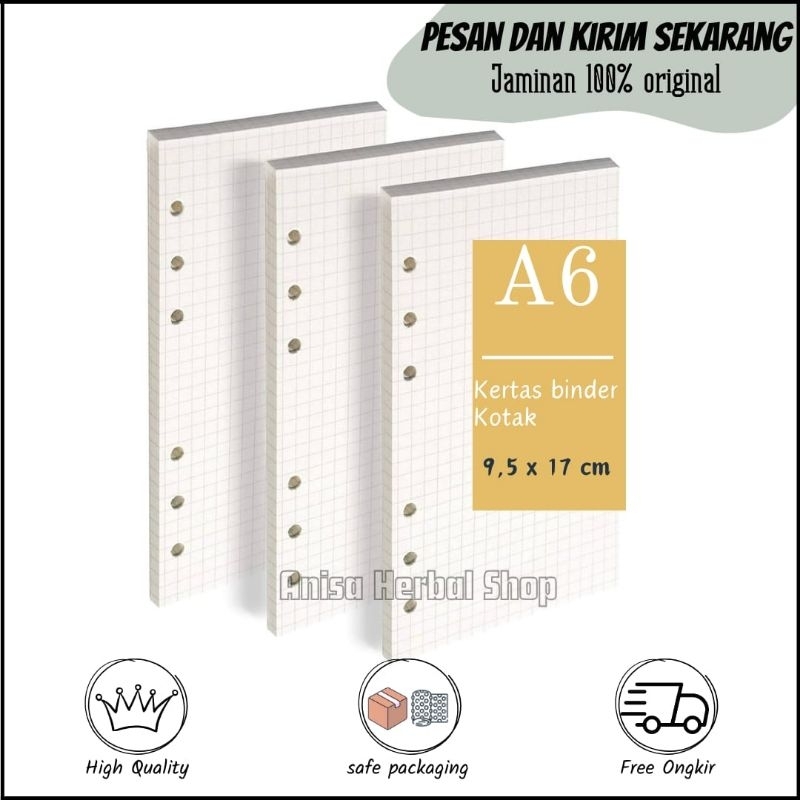 

Kertas Loose Leaf KOTAK Ukuran A6 Refill Binder 6 Lubang