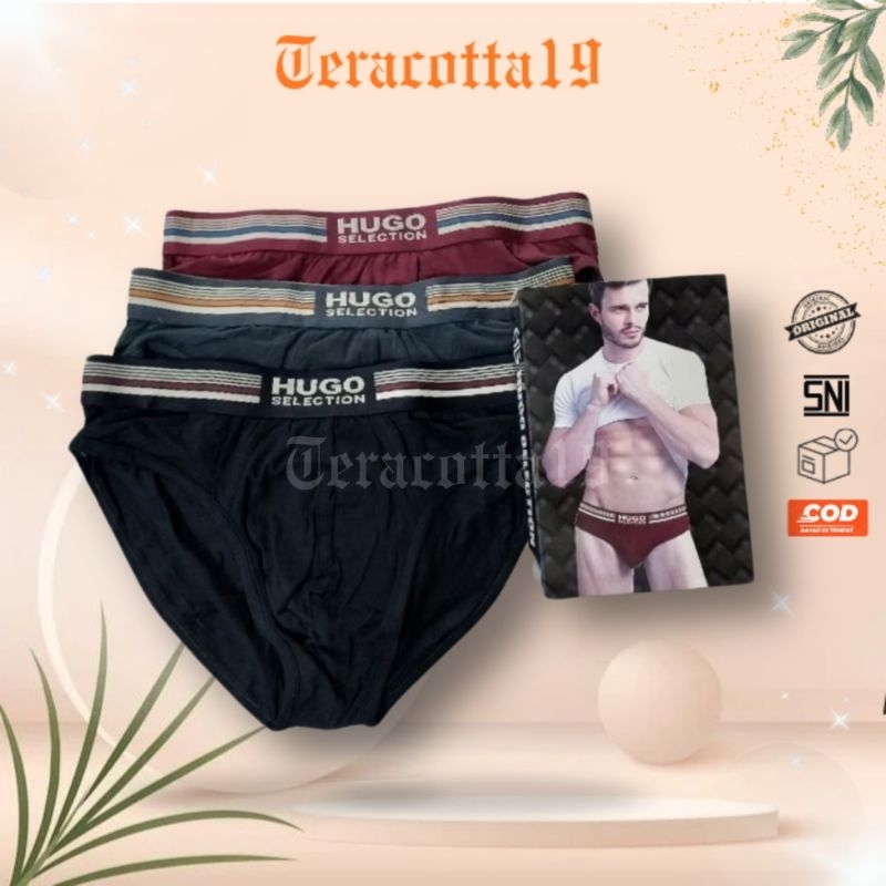 TERACOTTA19 - Celana dalam pria HUGO SELECTION HUGO BLACK [ 3 PCS ]