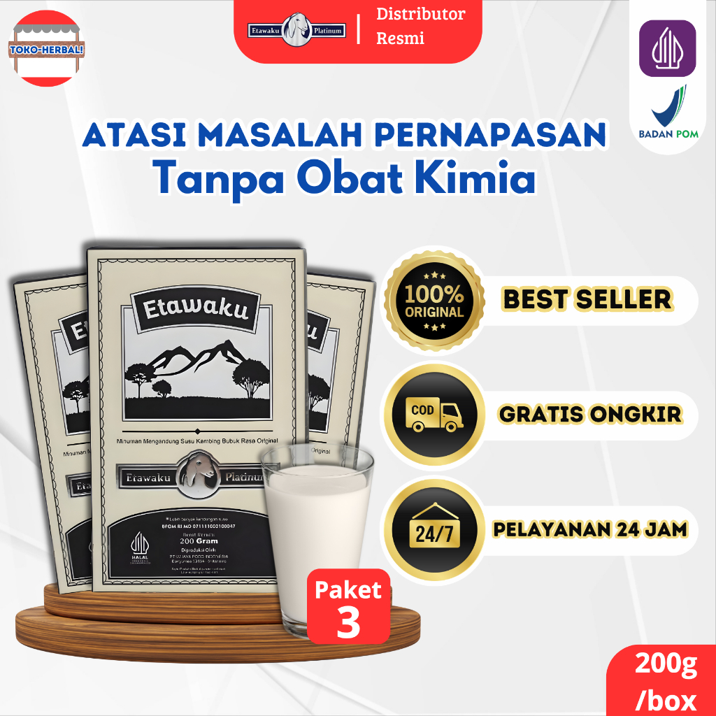 

ETAWAKU PLATINUM 3 BOX - Susu Herbal Solusi Sesak Nafas Asma Dengan Aman Tanpa Bahan Kimia