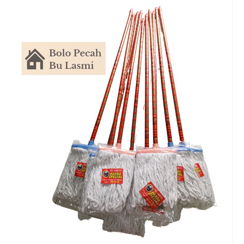 Pel Lantai Gagang Kayu / Pel Lantai Sumbu / Alat Pel Lantai Sumbu Gagang Kayu