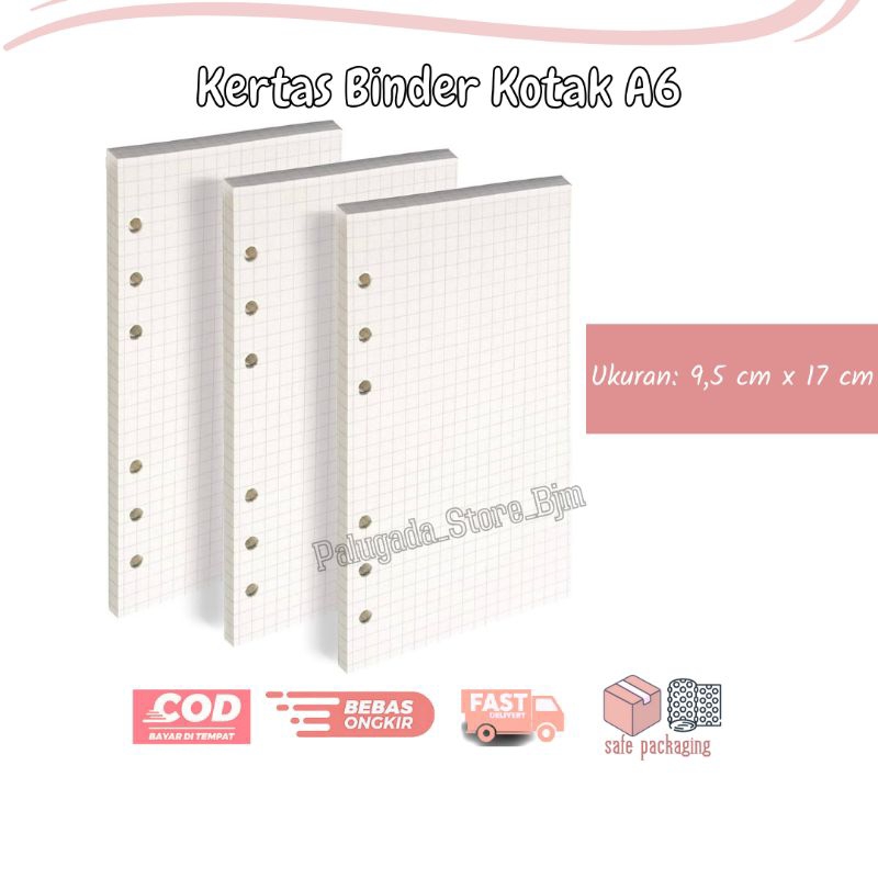 

Kertas Binder Kotak Ukuran A6 Loose Leaf Isi Binder 6 Lubang