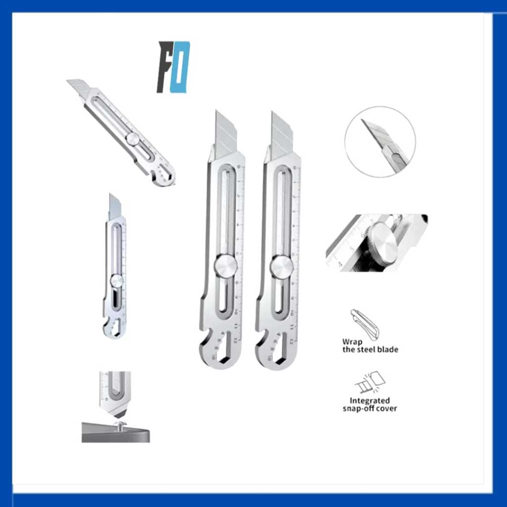 

(FO)Cutter Stainless 9-In-1/Pisau Serbaguna Baja Tahan Karat/Pemotong Kertas Kunci Pas Tajam
