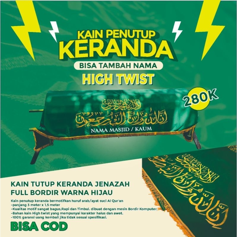 KAIN PENUTUP KERANDA JENAZAH MAYAT FULL BORDIR