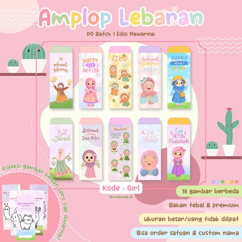 

{OPEN PO} Amplop Lebaran / THR Custom Tema Unik dan Edukasi Series *Girl*