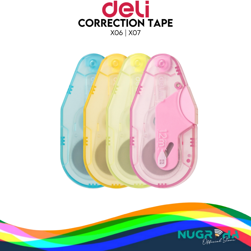 

DELI X07 X06 X05 CP TAPE CPRRECTION TAPE PITA KOREKSI TIPEX KERTAS 5 MM X 20 M / 12 M / 6 M