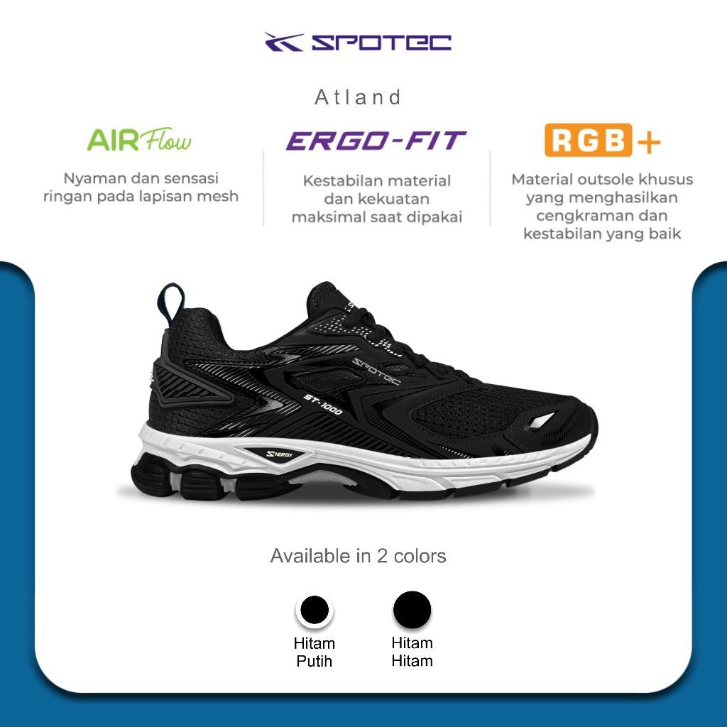 SPOTEC Sepatu STUDENT Artikel ATLAND - Hitam Putih Spotec Original