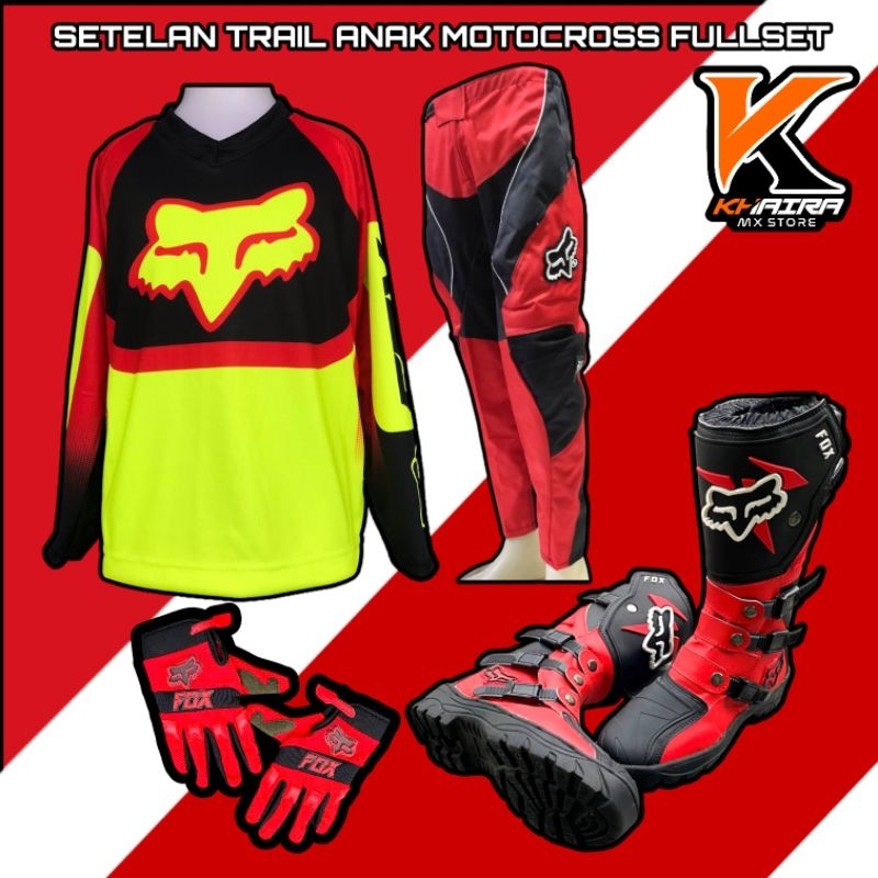 BAJU TRAIL ANAK CROSS JERSEY SET  BAJU TRAIL ANAK CELANA GLOVE SEPATU TRAIL