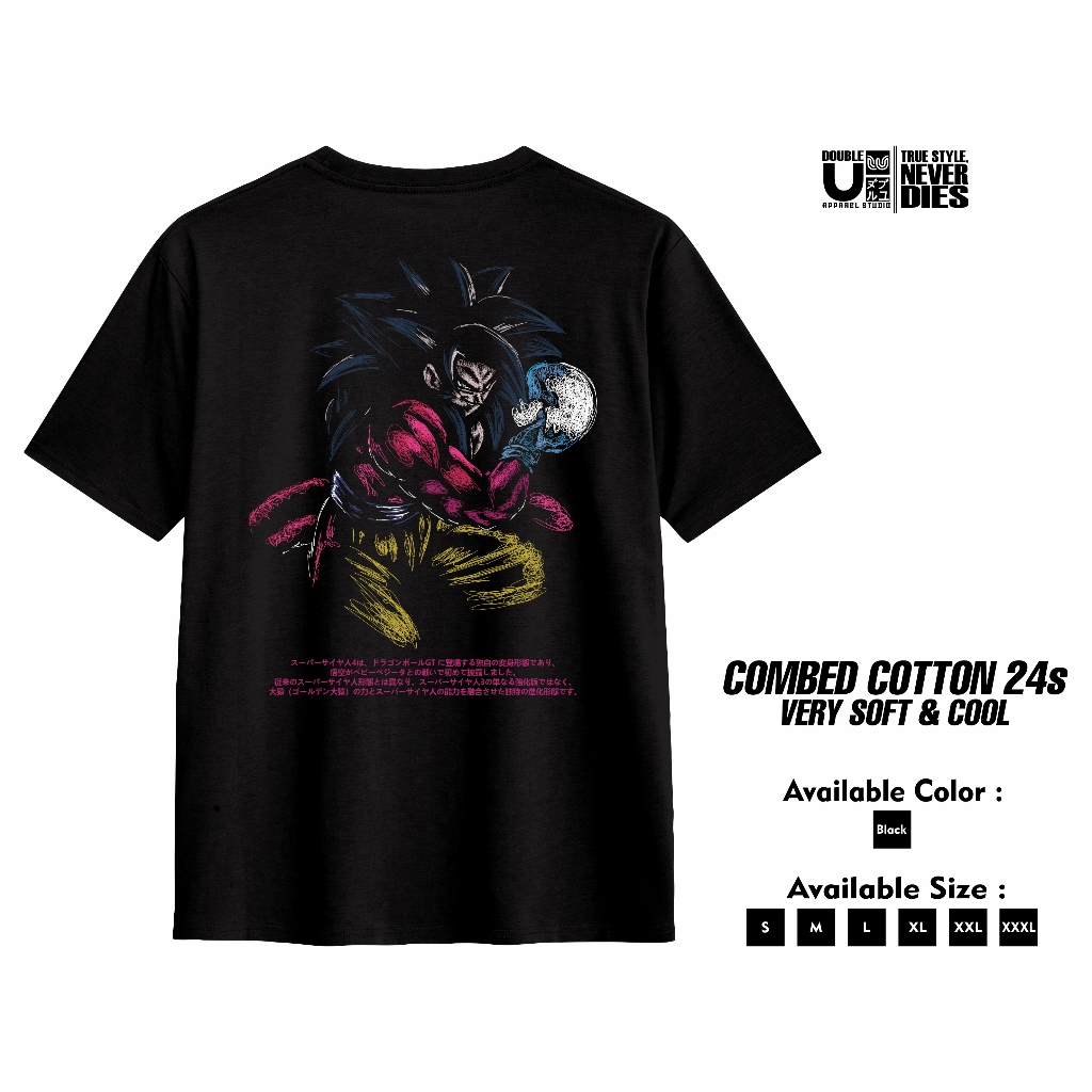DoubleU T shirt Dragon Ball Super Saiyan 4 SSJ4 Kaos Tshirt Scribbel DB03