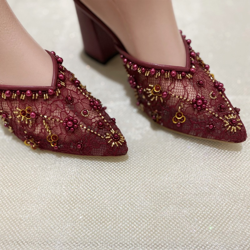CECIL MAROON WEDDING SHOES SEPATU NIKAH SEPATU PESTA