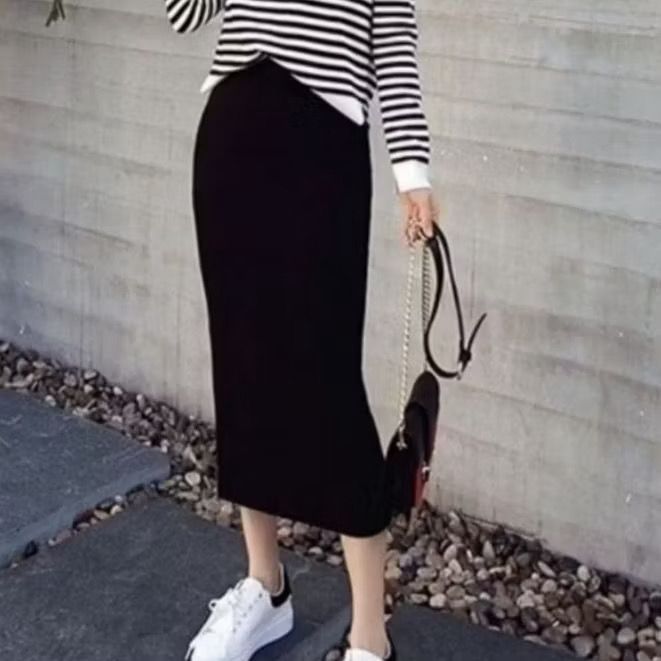 Rok Span Midi Hitam // Rok Span kerja 7/8 hitam Rok Kerja Wanita