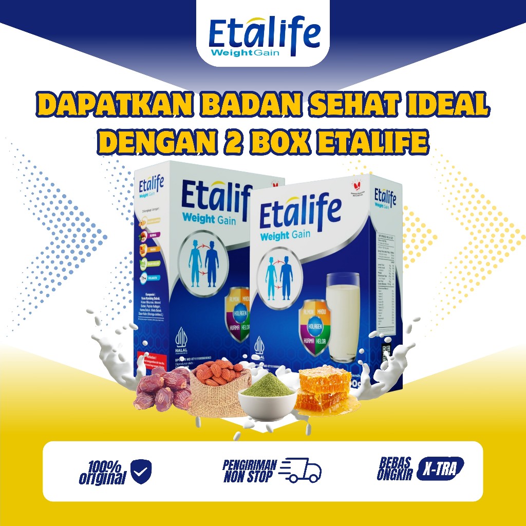 

ETALIFE WEIGHT GAIN 2 Box Susu Penggemuk Penambah Berat Badan Cepat Sehat Original Official Store