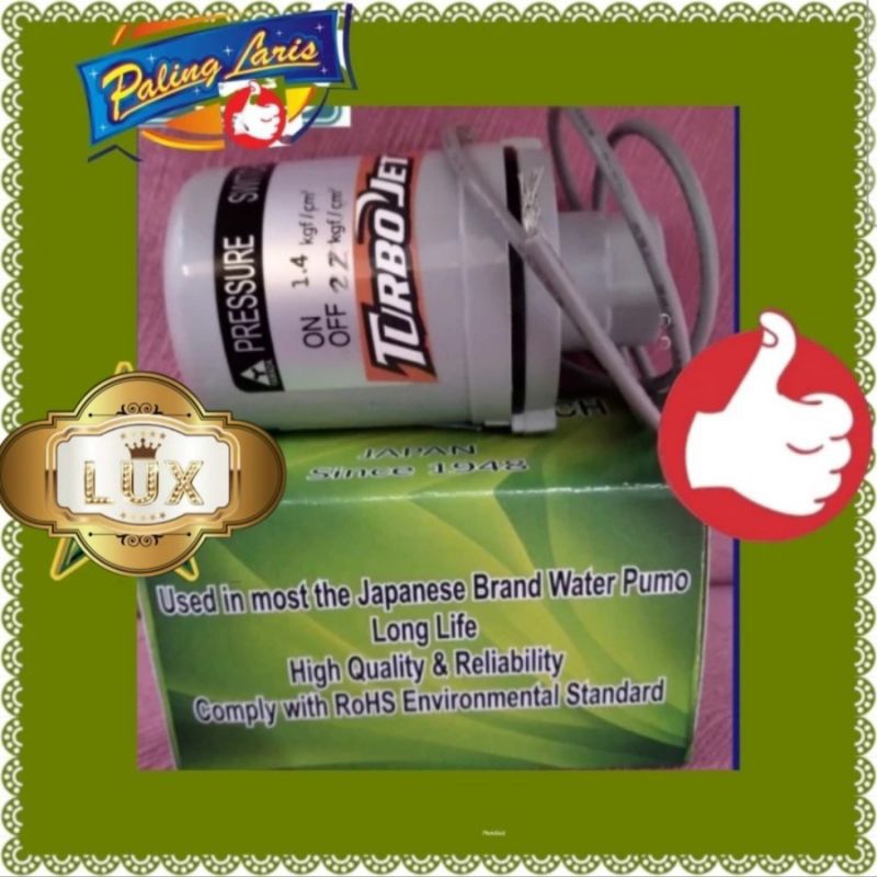GARANSI Otomatis Turbo Jet 3/8" inch automatic pressure switch mesin pompa air 200 sanyo pdh 250b ph