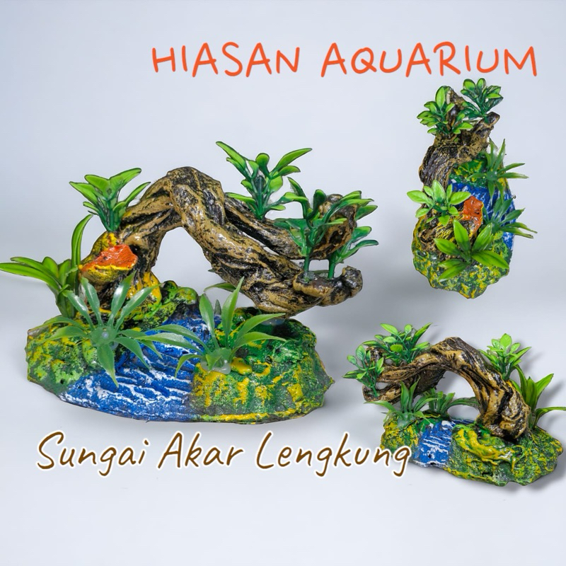Hiasan Aquarium Sungai Akar Lengkung