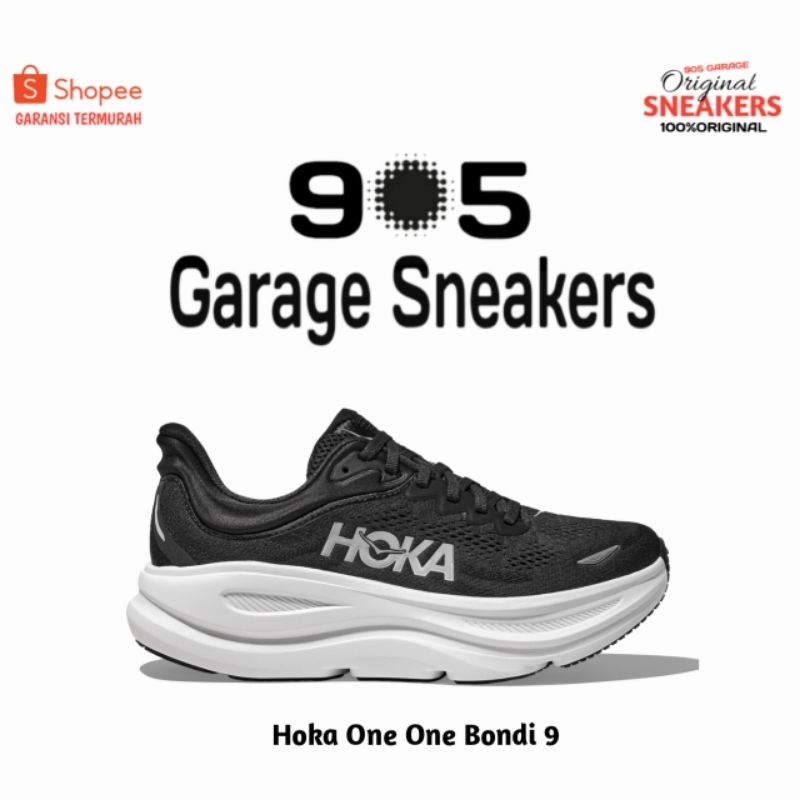 Sepatu Hoka One One Bondi 9 Black White Original