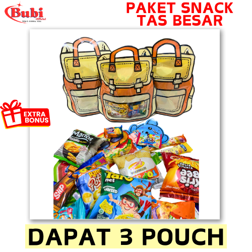 

(DAPAT 3 POUCH) PAKET SNACK POUCH MOTIF TAS BESAR| BINGKISAN ULANG TAHUN | FREE GIFT