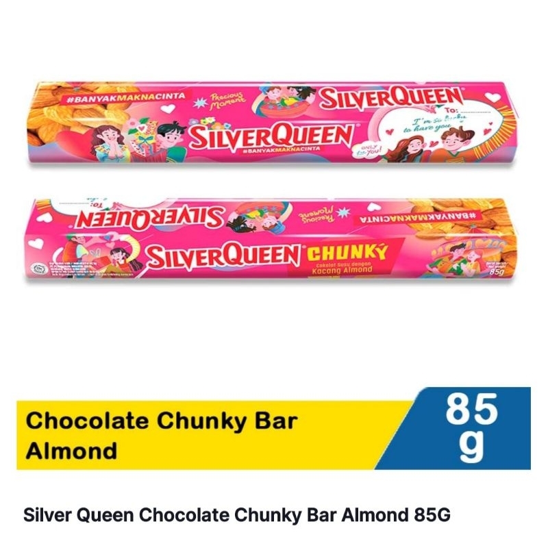 

SilverQueen Chunky Bar Almond VALENTINE 85gr Chocolate Susu & Cashew 30Gr Kemasan Toples&Ecer 26gr