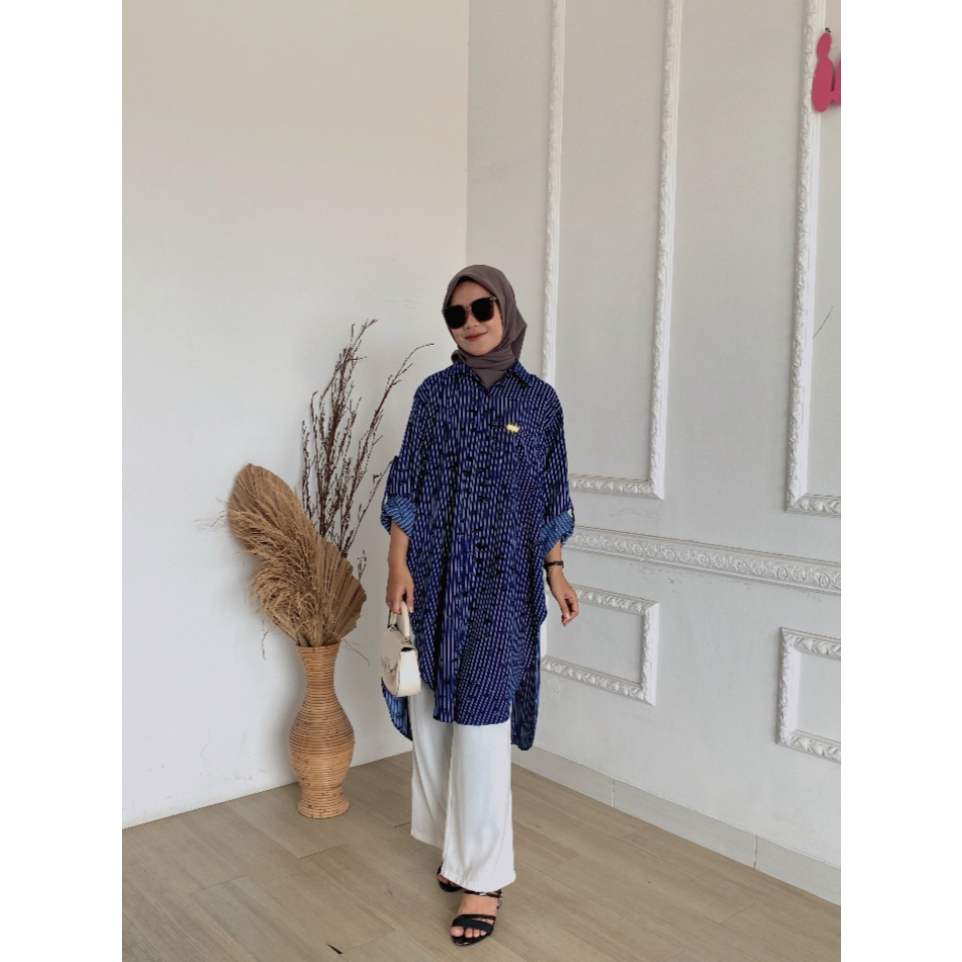 Tunik Alya Motif By Ins Collections Baju Atasan Muslim Wanita Casual Bahan Rayon Premium
