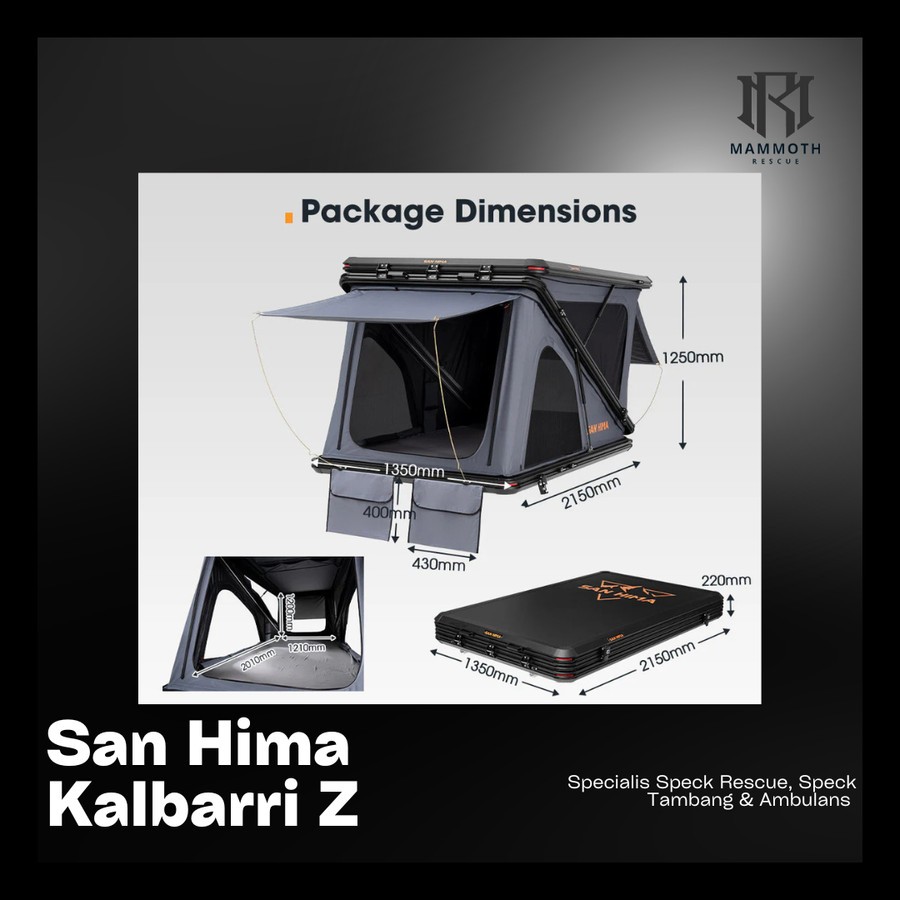 Tenda Atas Atap Mobil San Hima Kalbarri Z Roof Top Tent Hardshell With Ladder Camping 4WD 4x4