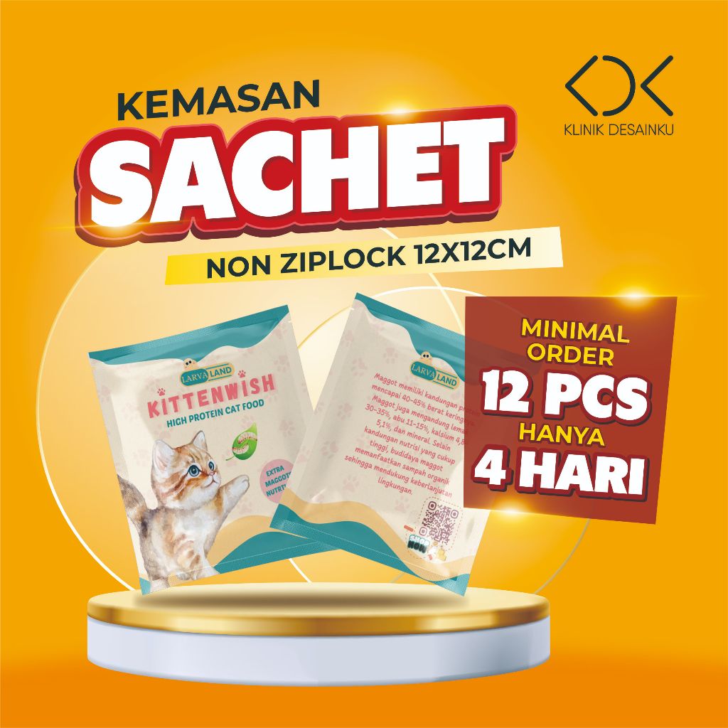 Cetak Kemasan Sachet Non Ziplock 12x12cm | Custom Desain | 12pcs | Selesai 4 Hari