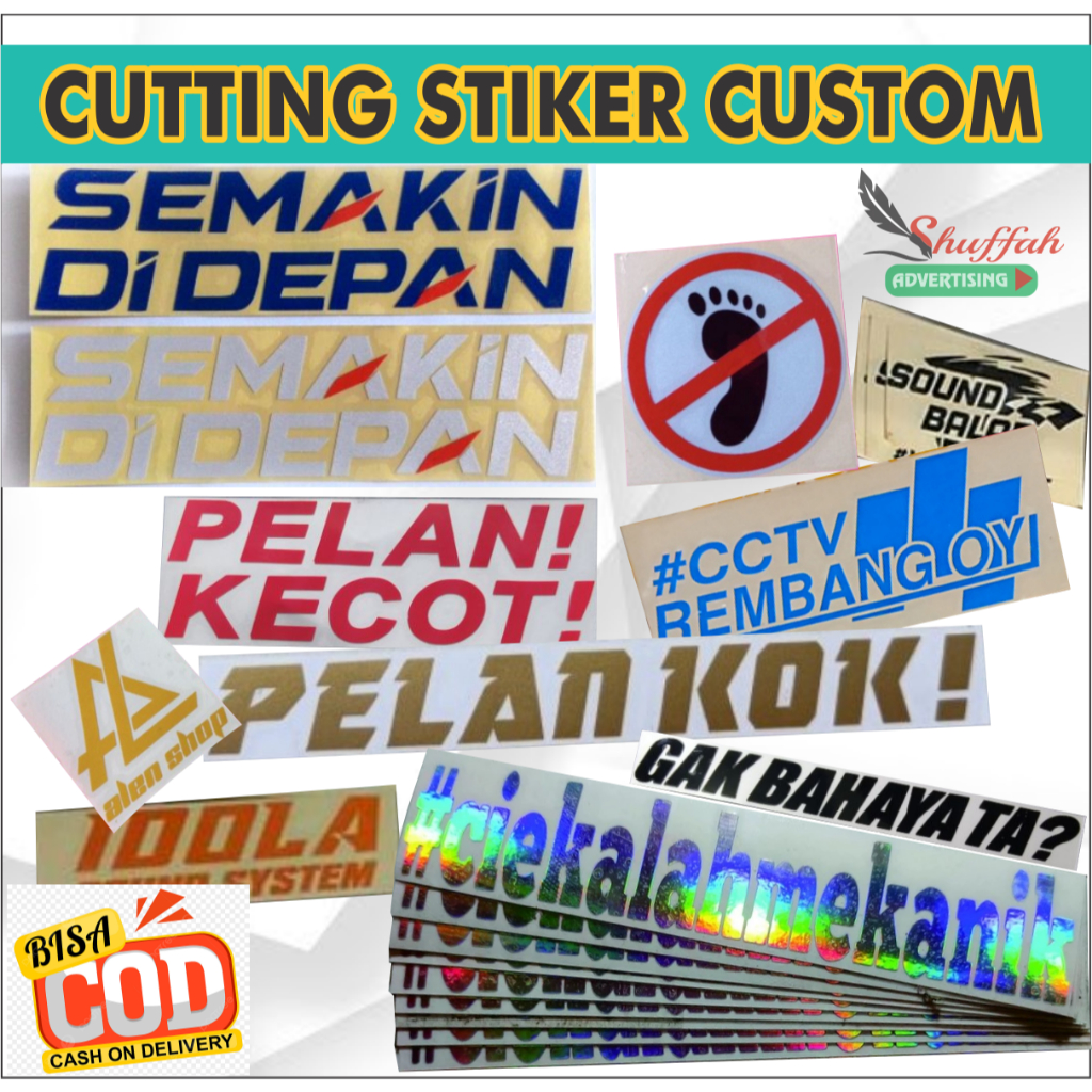 

Cutting Stiker Custom/Bikin Stiker Sesukamu/Desain Suka-Suka/Stiker bahan mengkilap
