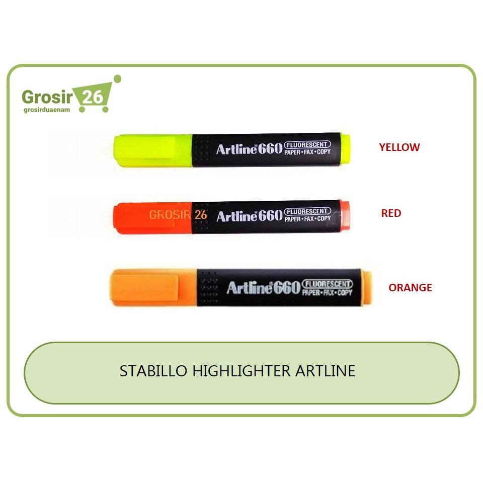

(1 pcs) stabillo / highlighter artline ek-660 | yellow | red | orange | grey | blue | green | pink | pastel orange | pastel yellow