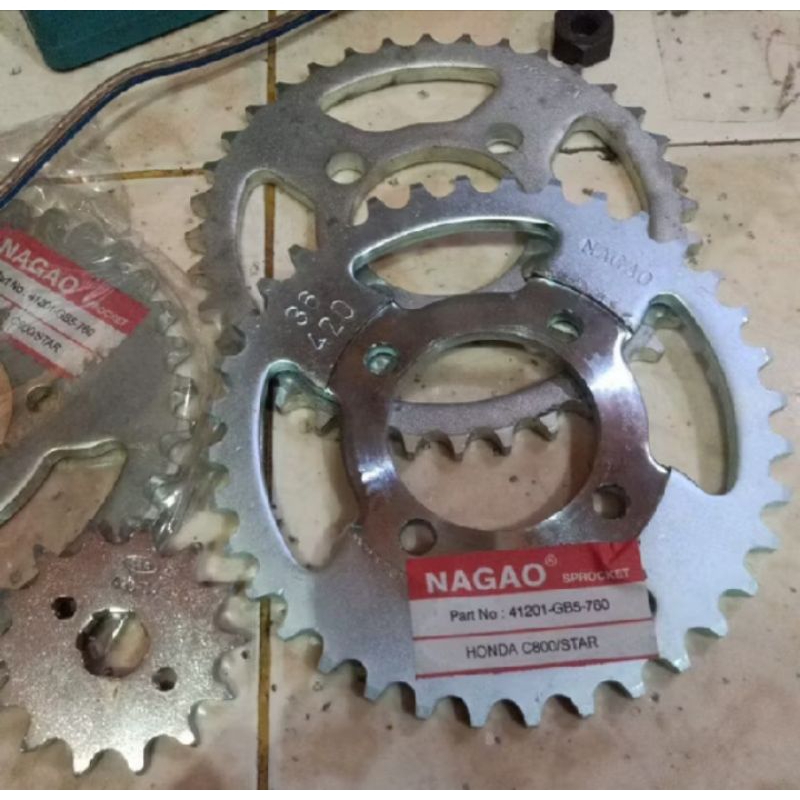 GEAR GER GIR DEPAN BELAKANG HONDA C70 C700 C800 STAR UKURAN 420-14/36T BISA DIPAKAI ATAU PNP GRAND A