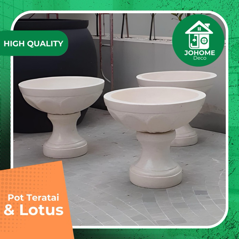 Pot Terrazzo Lotus dan Teratai | Jo Home Deco I Teraso, Terrazzo, Pot, Batu Alam, Taman, Home Decor
