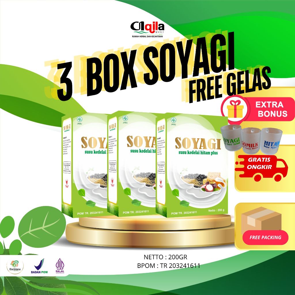 

Paket 3 dus SOYAGI gratis gelas Cantik SOYAGI Susu Diet Sehat Susu kedelai Hitam plus