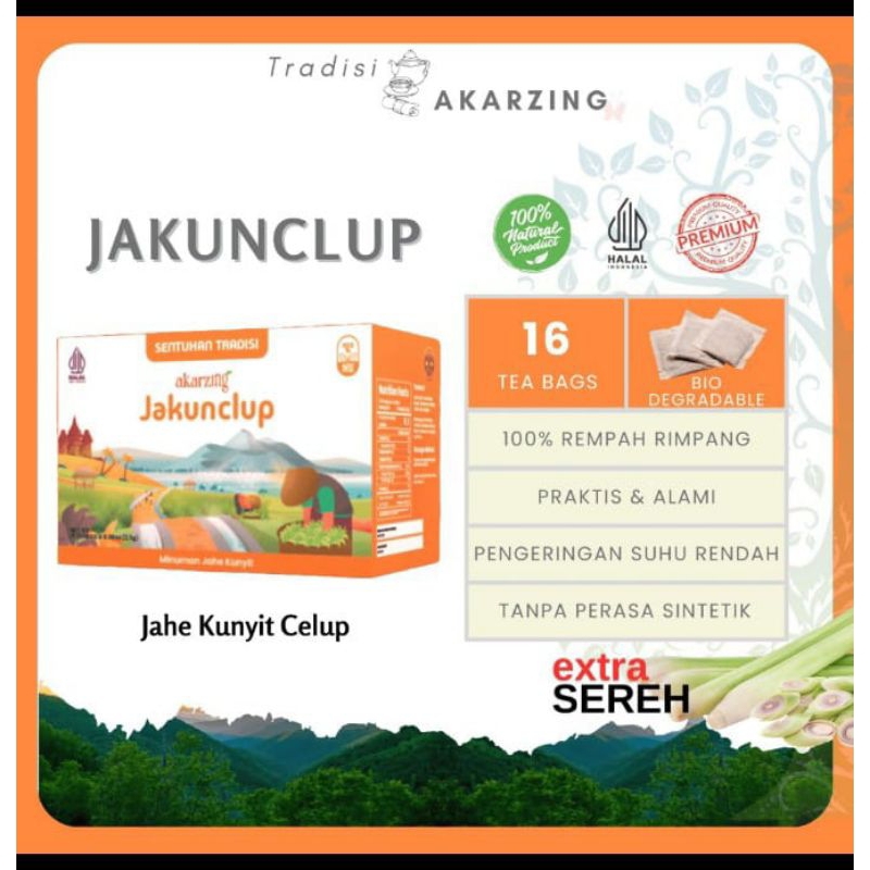 

Akarzing Jakunclup Jahe Kunyit Celup Isi 16 Kantong Minuman Herbal Drink Oleh-Oleh Malang