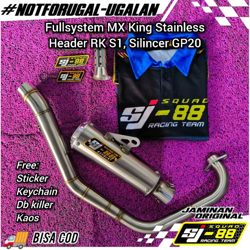 Knalpot Fullsystem SJ88 MX King Roadrace RK1 Stainless (Free Tshirt)