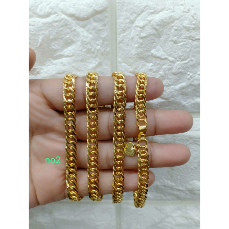 Gelang rantai gosok papan replika emas asli(Bahan golden) pengait S