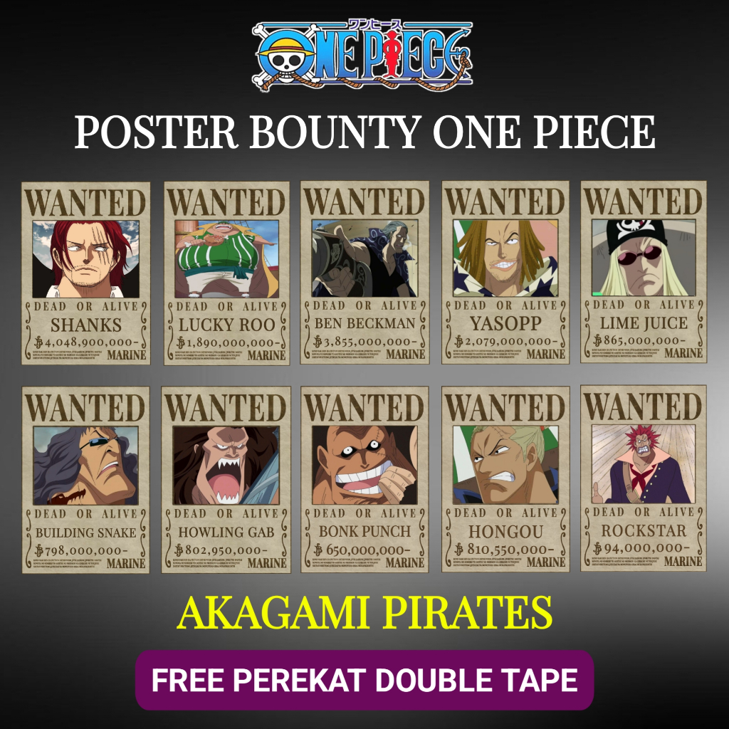 Poster One Piece Bounty 1 kru Dekorasi Dinding Anime Bounty Onepiece Free Perekat Stiker
