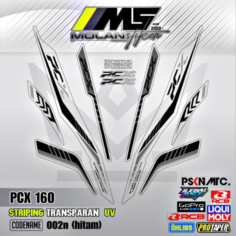 Decal Sticker Striping Variasi Transparan Uv PCX 160 All New Honda PCX 160 2025 PCX 160 2022-2025 PC