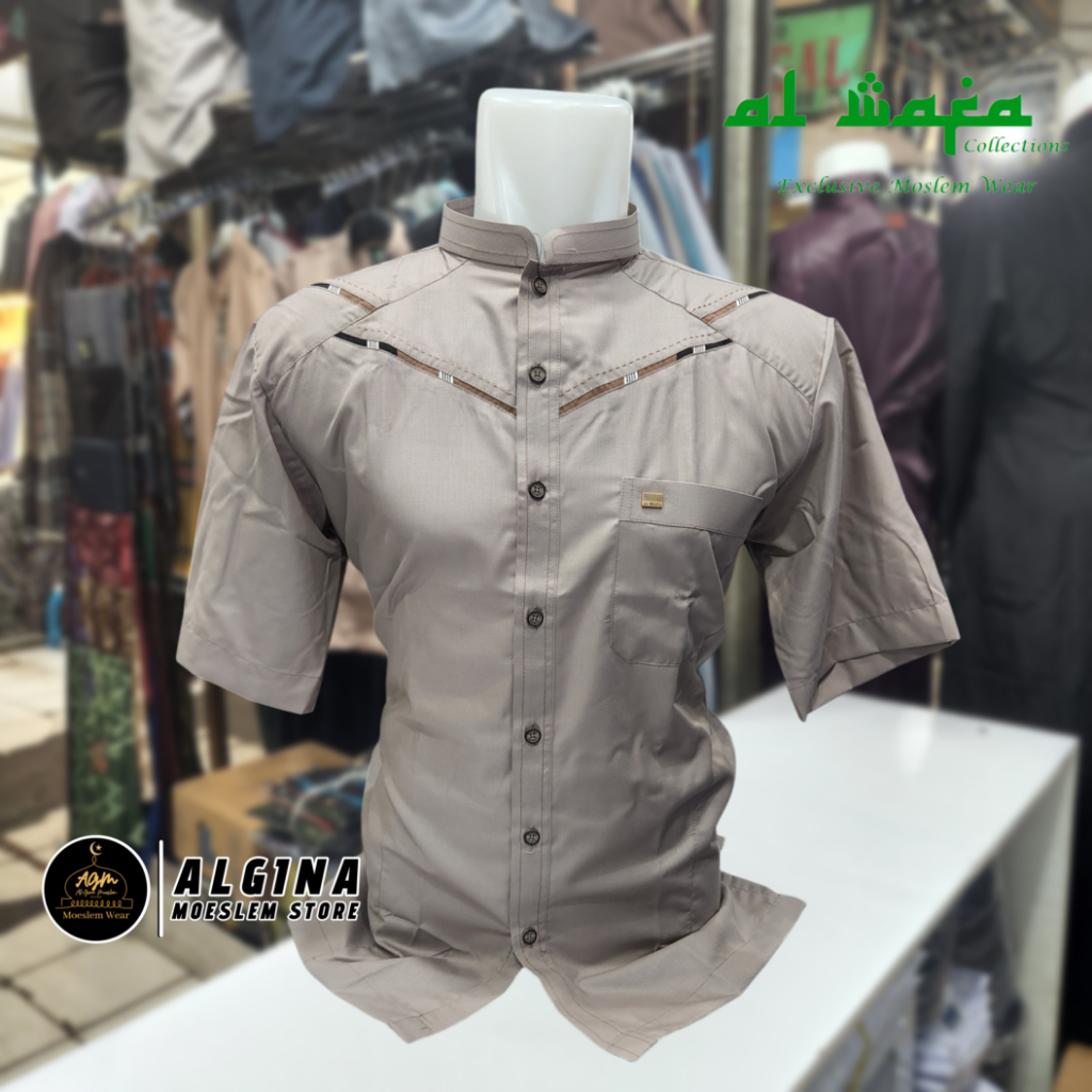 Koko Al Wafa Warna Lengan Pendek | Baju Muslim Warna Lengan Pendek Al Wafa Gold
