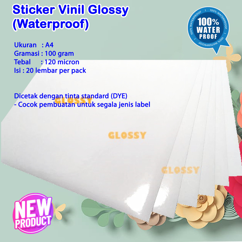 

HJK Sticker Vinil Glossy A4 Waterproof Tahan Air