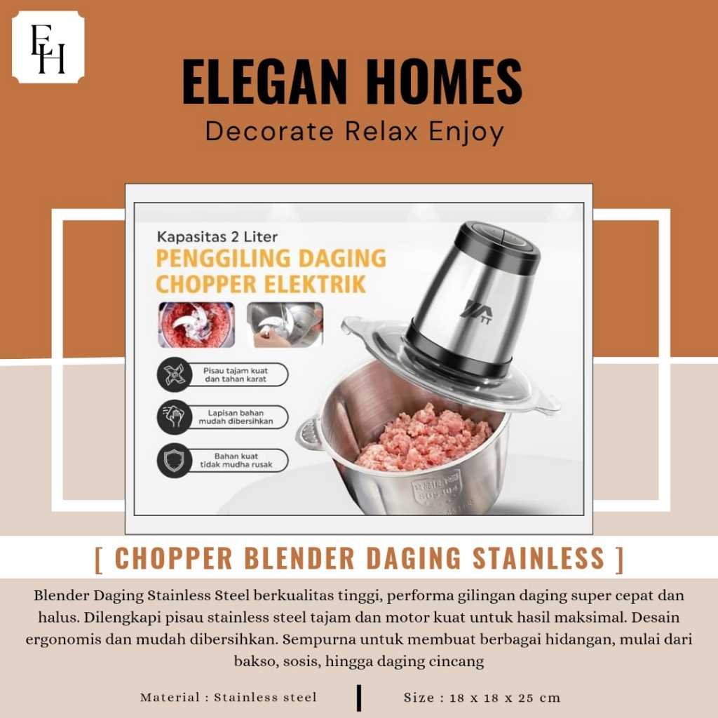 CHOPPER DAGING DAN BUMBU / BLENDER DAGING STAINLESS