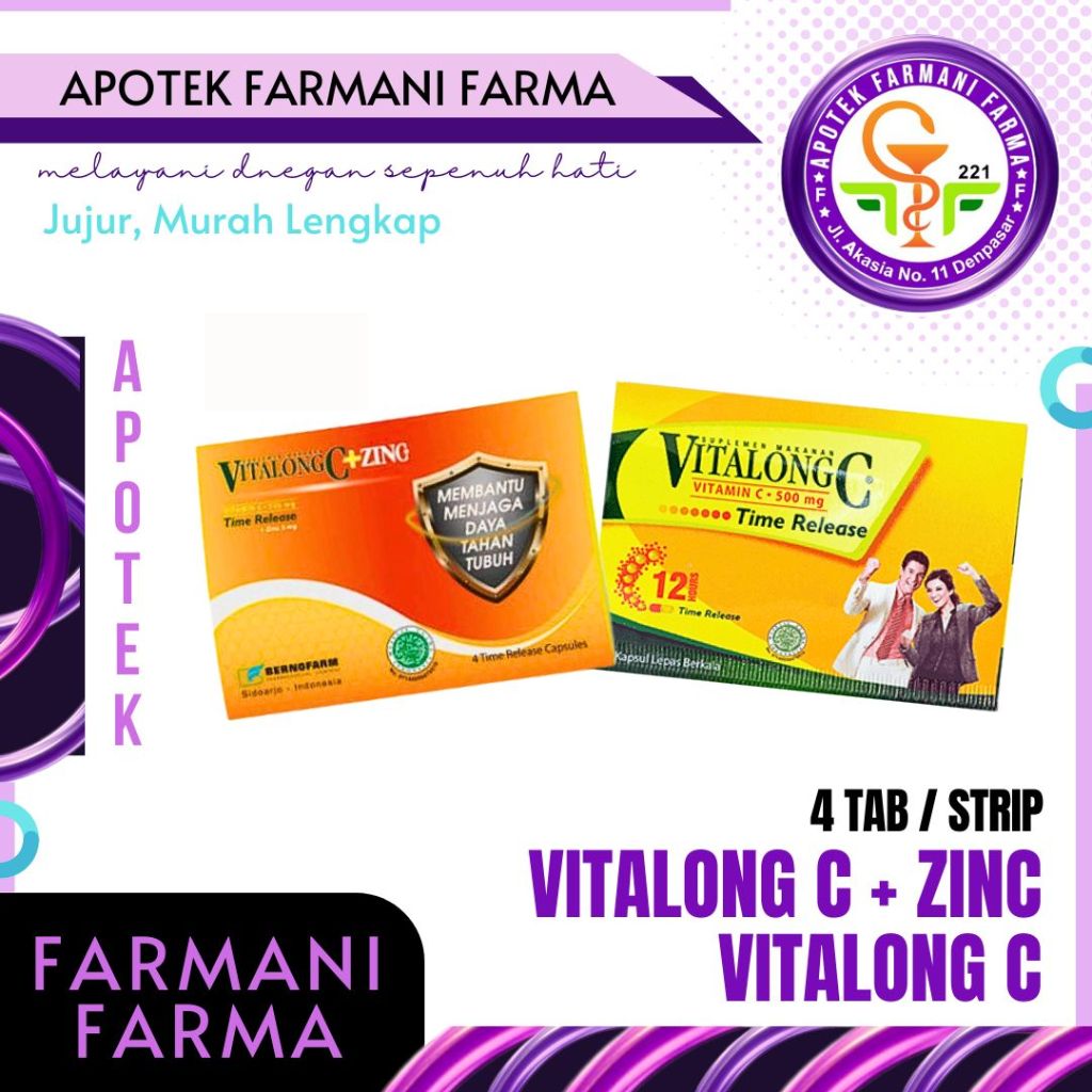 VITALONG C STRIP DAN VITALONG C+ZINC STRIP / MULTIVITAMIN / PENINGKAT DAYA TAHAN TUBUH / VITAMIN ZIN